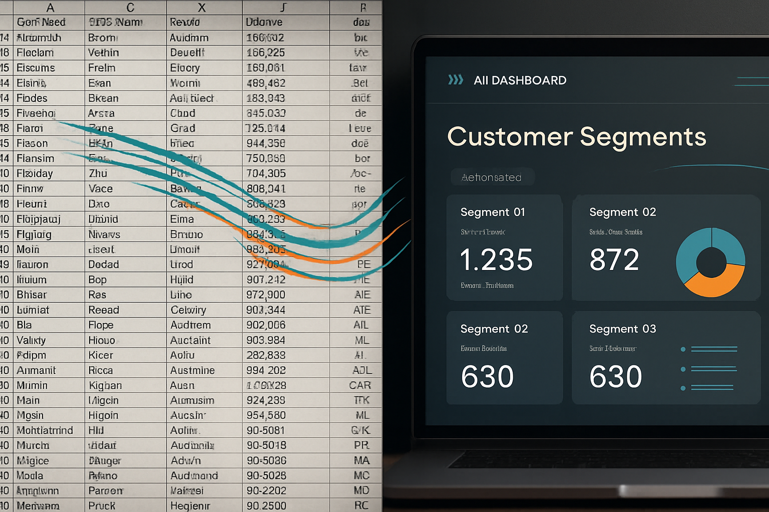 Dashboard showing AI-powered customer segments with behavioral data and conversion metrics for small business marketing