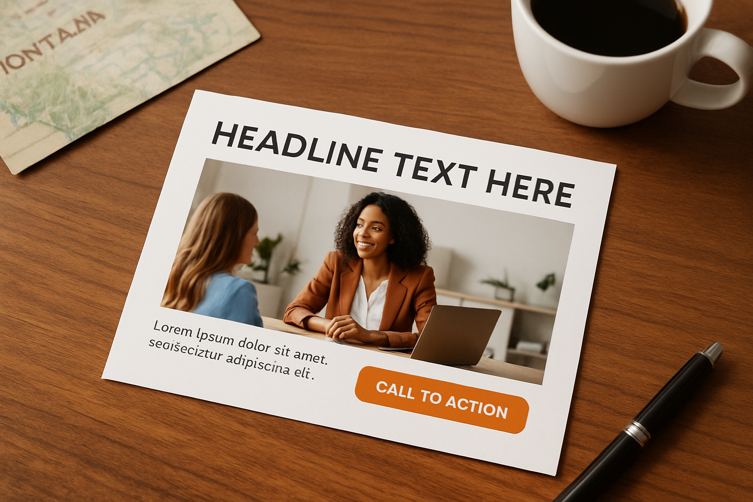 Professional direct mail postcard design showing clear headline, compelling offer, and strong call-to-action for local Montana business