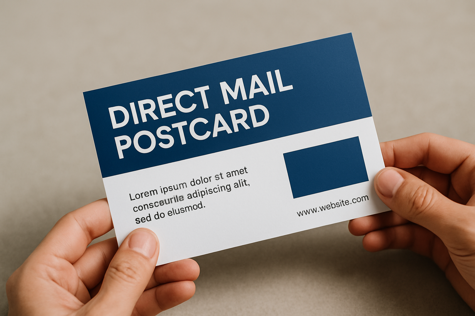 Clean direct mail postcard design showing proper use of white space and visual hierarchy for small business marketing
