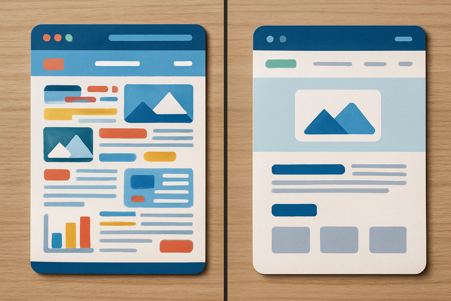 Modern small business homepage layout showing clean hero section with clear value proposition and call-to-action button